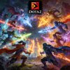 DOTA2游戏标志与激烈团战画面